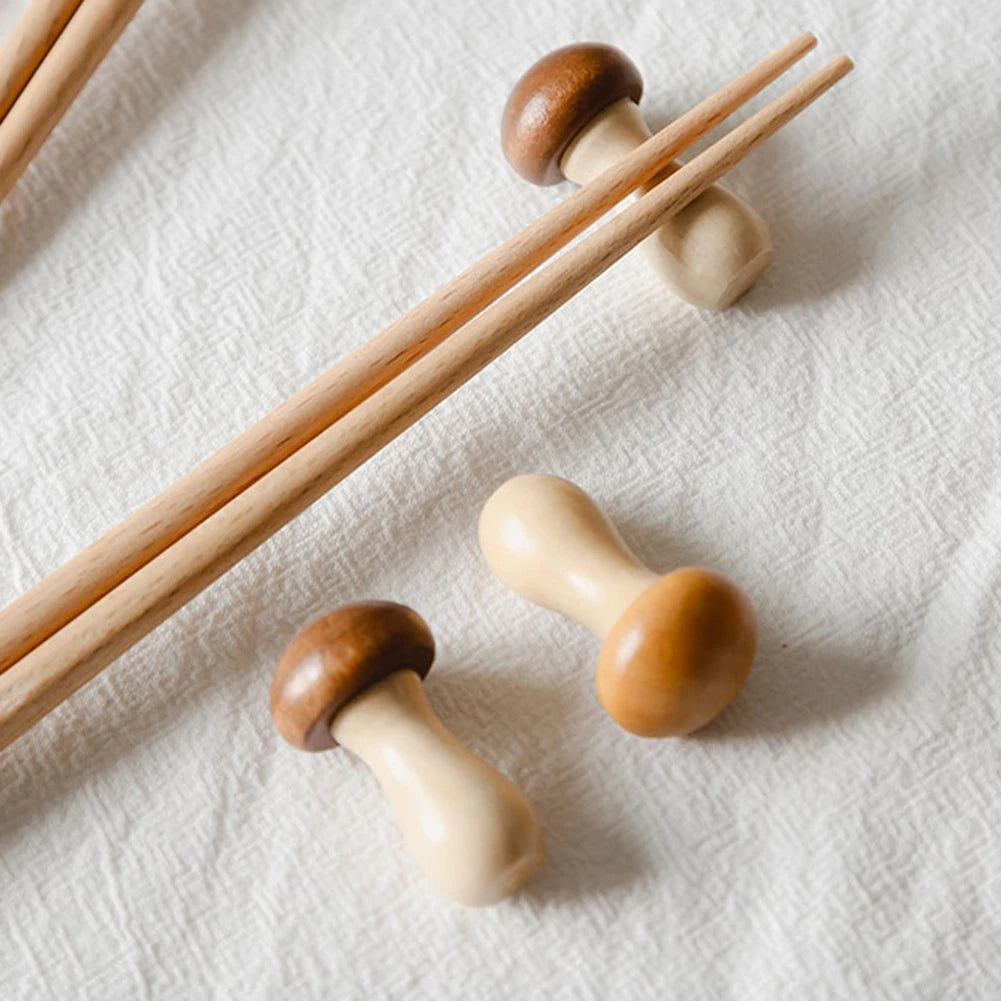 Wooden Mushroom Chopstick Rest (2pcs)
