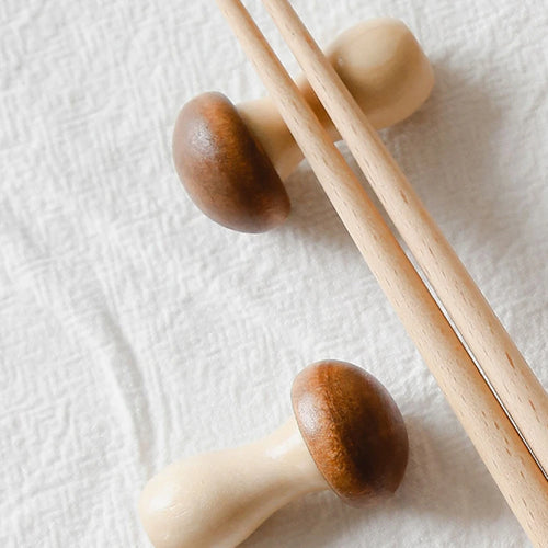 Wooden Mushroom Chopstick Rest (2pcs)