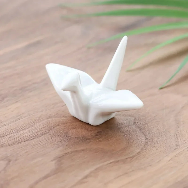 Ceramic paper crane chopstick rest