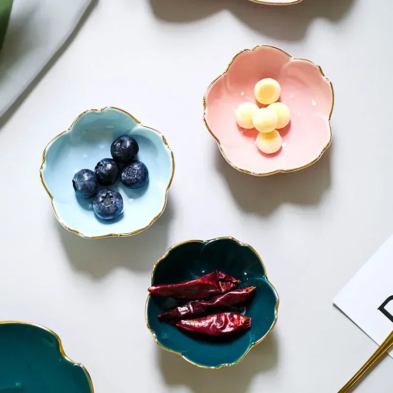 Kawaii Creative Japanese Sakura Ceramic Dish Cherry Blossom Plate Sauce Dish Flower Bowl for Kitchen Sauce Vinegar Dishes