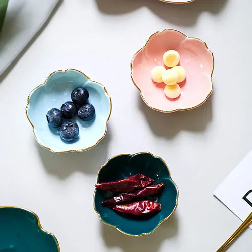 Kawaii Creative Japanese Sakura Ceramic Dish Cherry Blossom Plate Sauce Dish Flower Bowl for Kitchen Sauce Vinegar Dishes