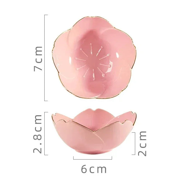 Kawaii Creative Japanese Sakura Ceramic Dish Cherry Blossom Plate Sauce Dish Flower Bowl for Kitchen Sauce Vinegar Dishes