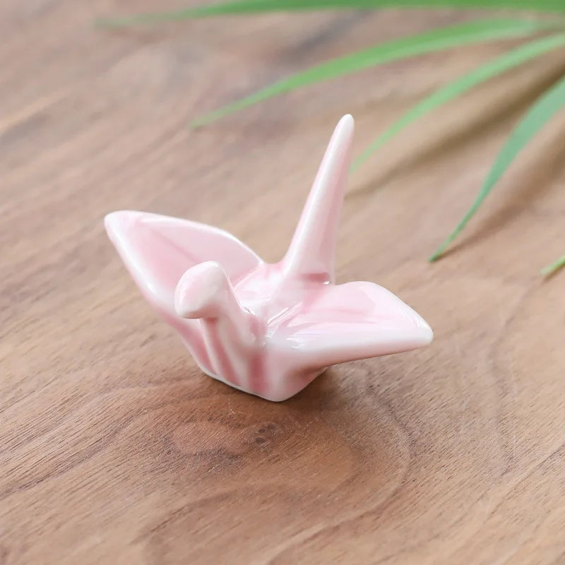 Ceramic paper crane chopstick rest
