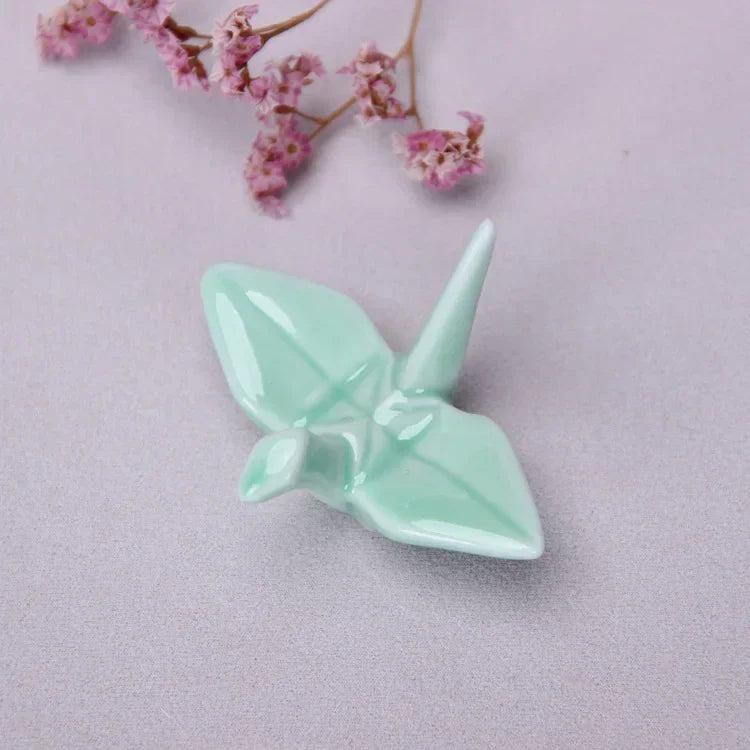 Ceramic paper crane chopstick rest