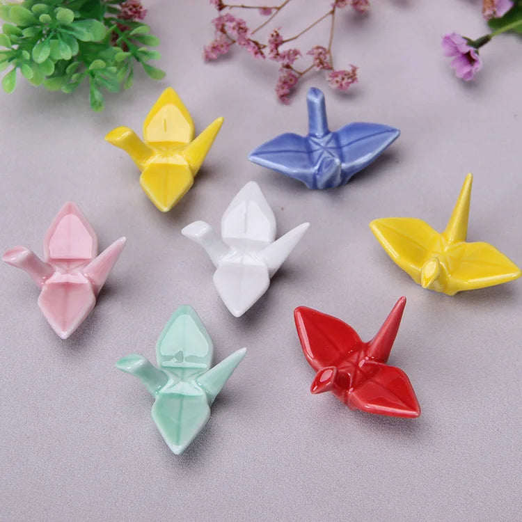Ceramic paper crane chopstick rest