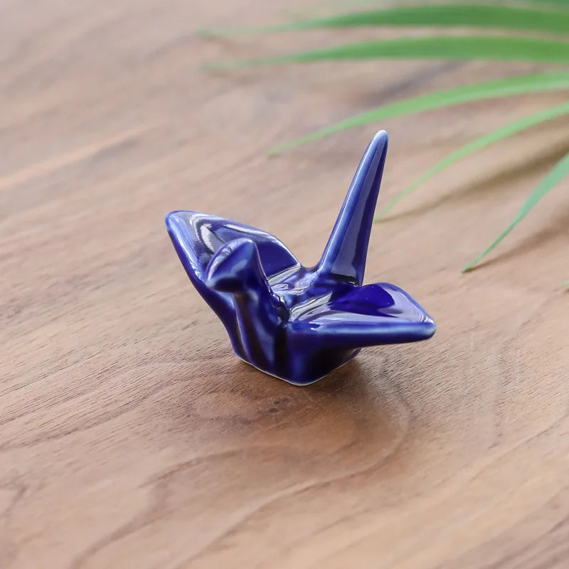 Ceramic paper crane chopstick rest